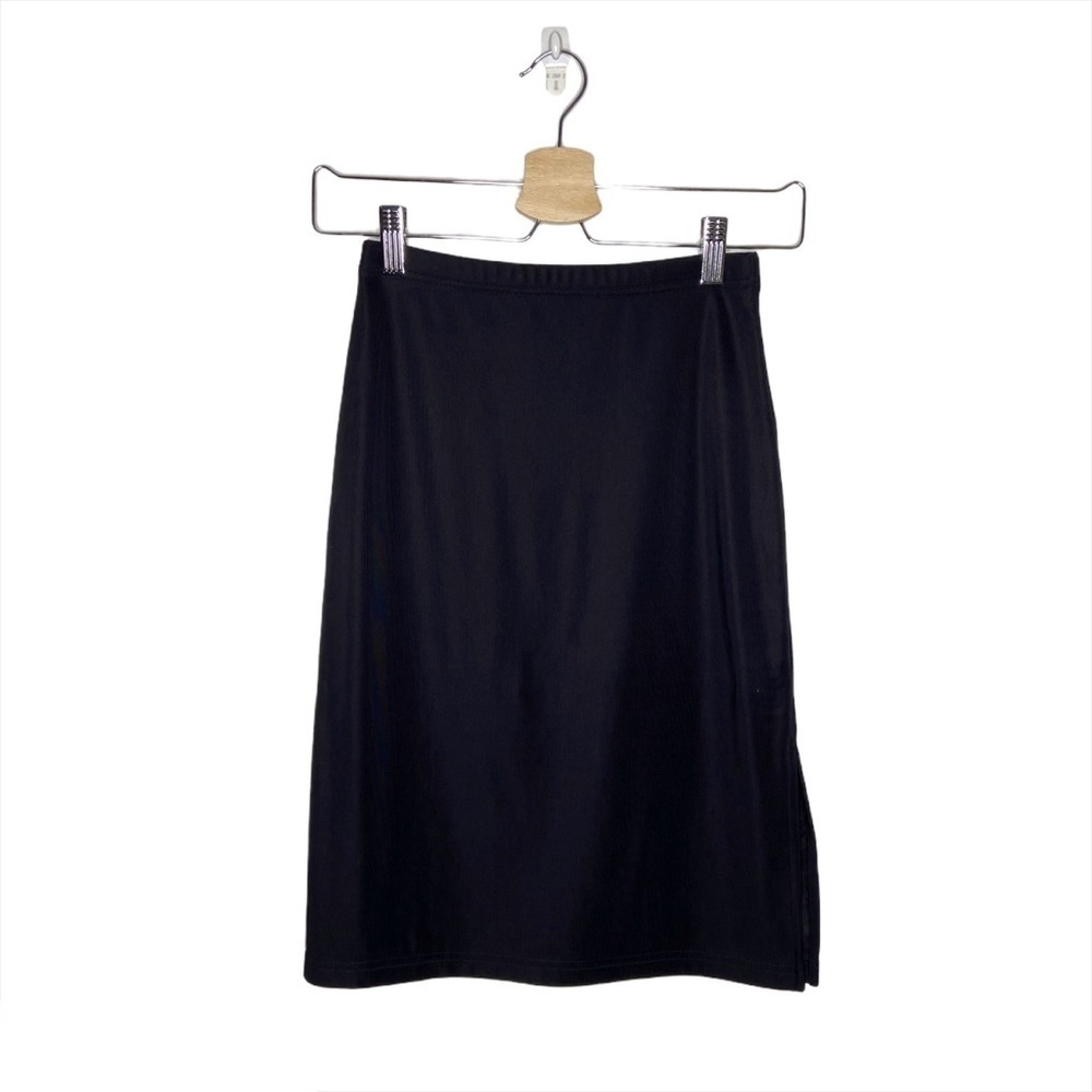 Vintage I.N. San Francisco Black Stretchy Straight Knee Length Skirt